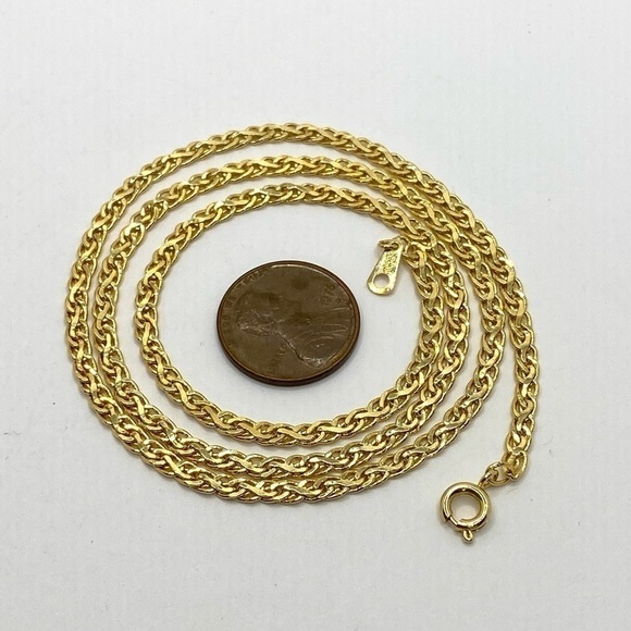 Necklace Gold Tone 19.5” Flat Decorative Chain - Picture 2 of 11